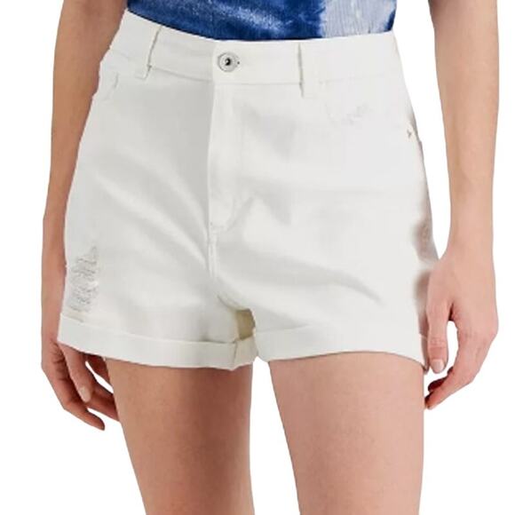 INC Women's Denim High Rise Convertible Ripped Jean Shorts White 16 33 - $60 - Picture 1 of 9